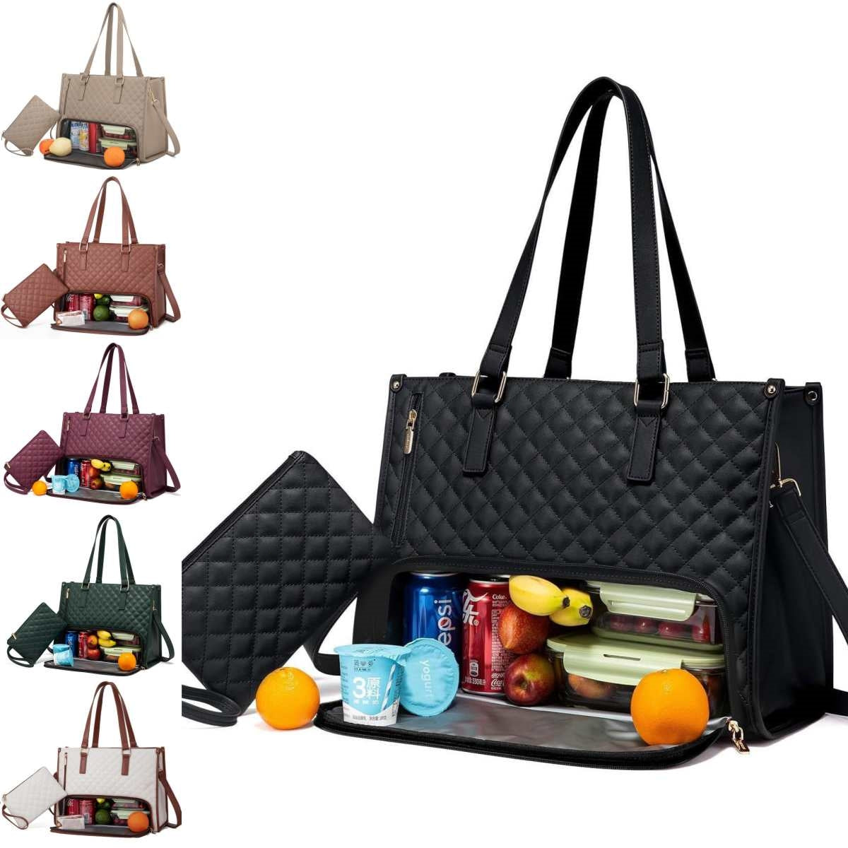 Fashionable Lunch Tote Bag Handbag With Purse, Large Capacity