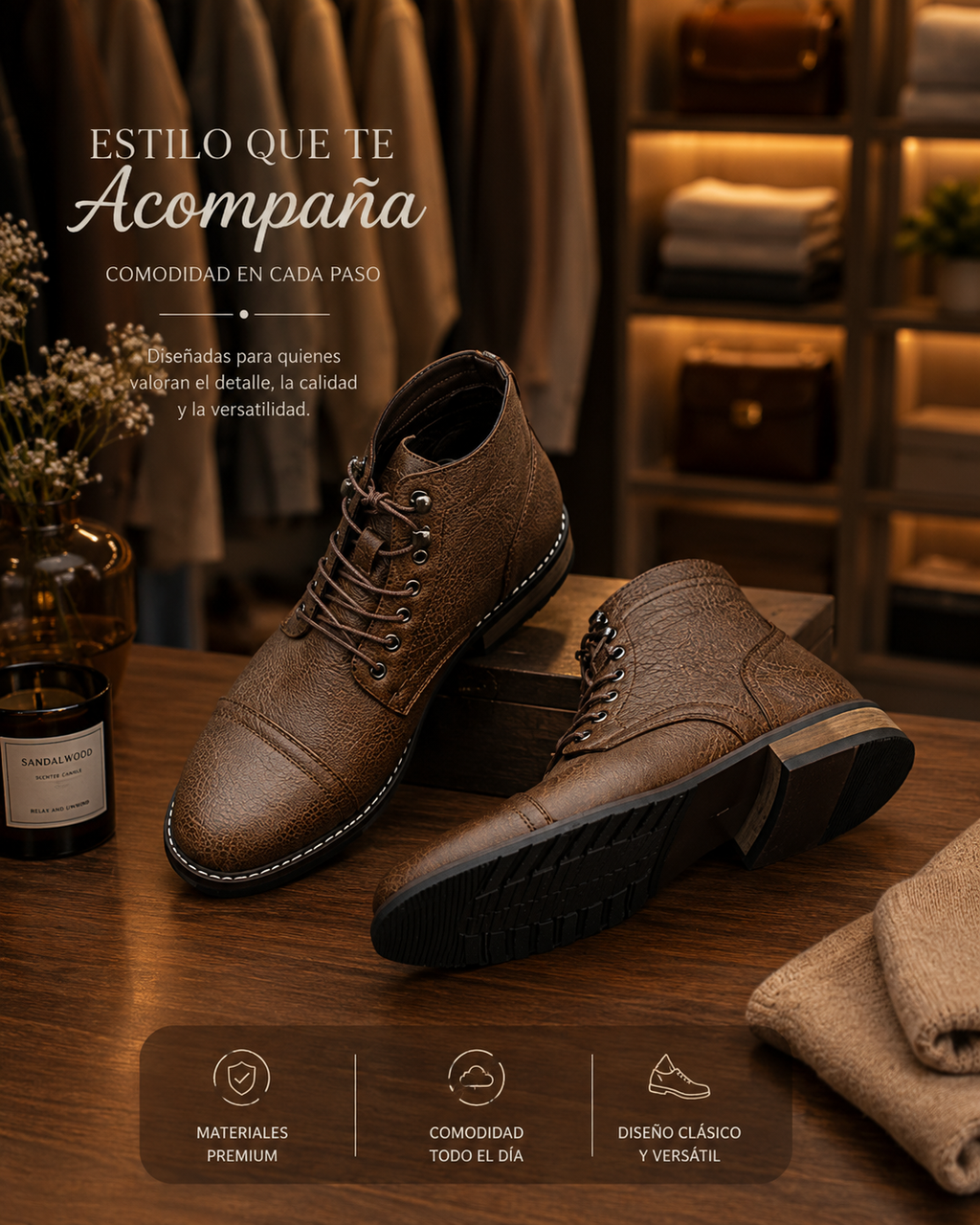 Mens Vintage Casual Leather Boots