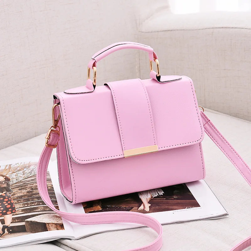 Hot Sale Flap Sling Shoulder Bags for Women Solid Color Crossbody Messenger Bag Purse Female Leather Handbag Pocket