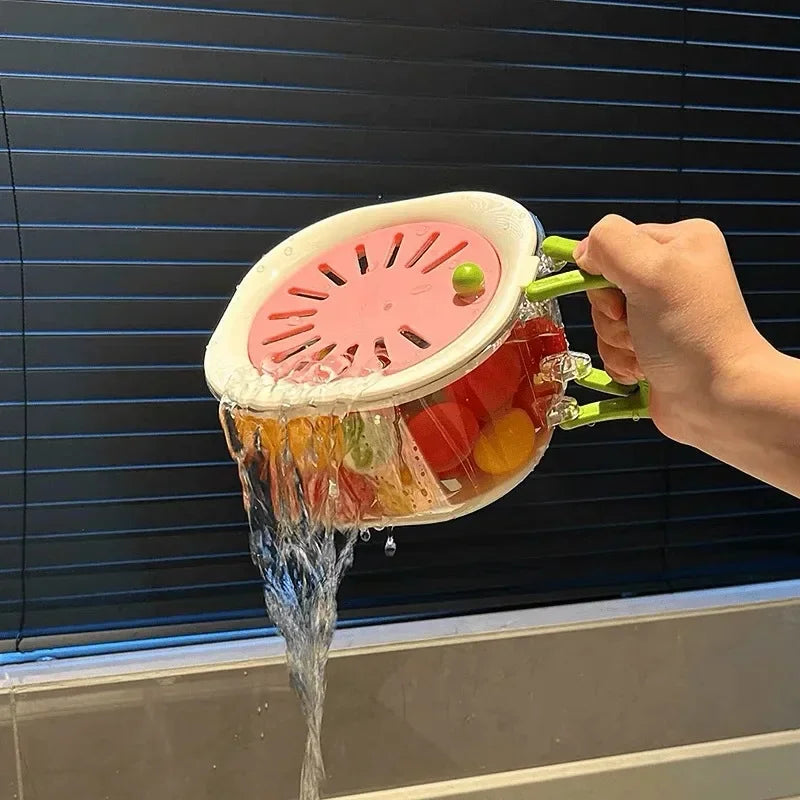 Kitchen Good Helper Tap Washing Basin Filter Water Drain Basket Food Grade Plastic Fruit Washing Basket Cute Food Drain Basket