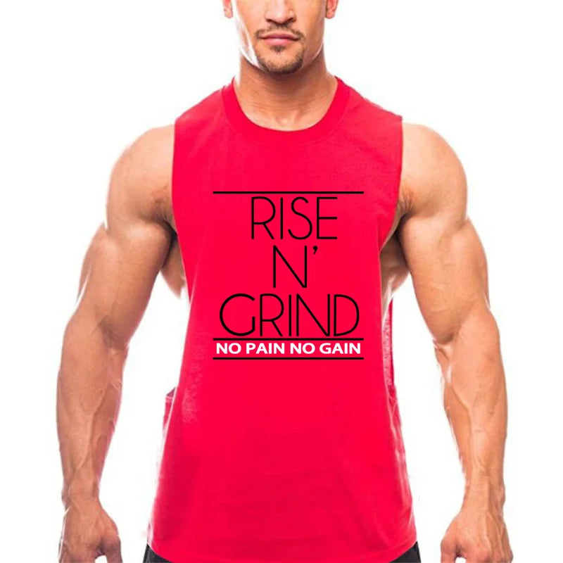 Gym Bodybuilding Running Clothing Summer Cotton Breathable Singlets Mens Training Sleeveless Tank Tops Large Side Slits Shirts