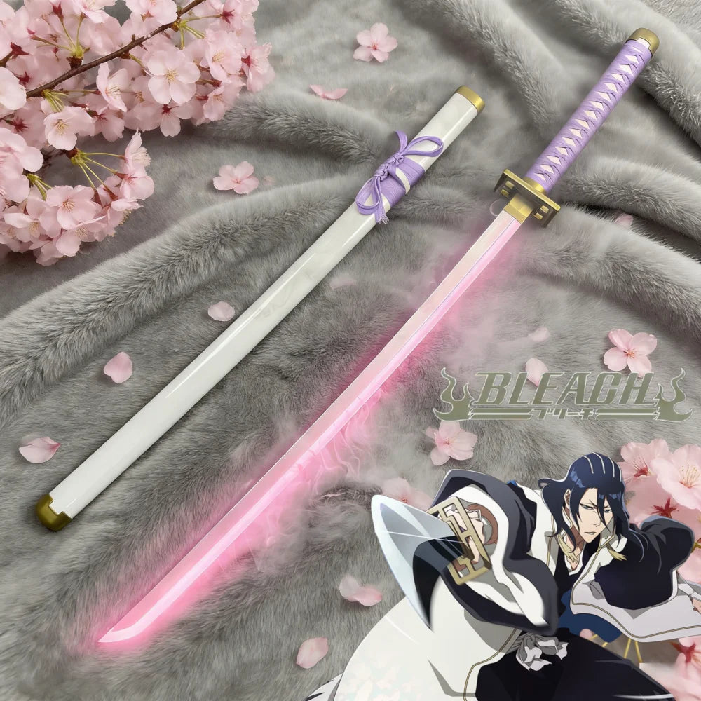 40inch Bleach Kuchiki Byakuya Katana Real Japanese Sword LED Mist Original Vapor Schwert Wood Lightsabre Cosplay Prop Toy Gift