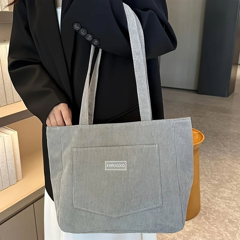 Women's Corduroy Shoulder Tote Bag, Casual Large Capacity Fashion Handbag for Going Out, Purses and Handbags Designer Bag