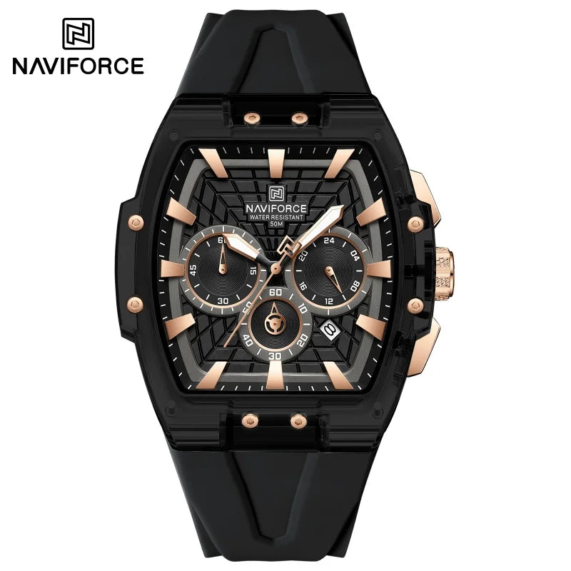 NAVIFORCE Top Brand Men Watches Multifunctional Chronograph Luminous Hands 30m Waterproof Silicone Strap Original Man Watch