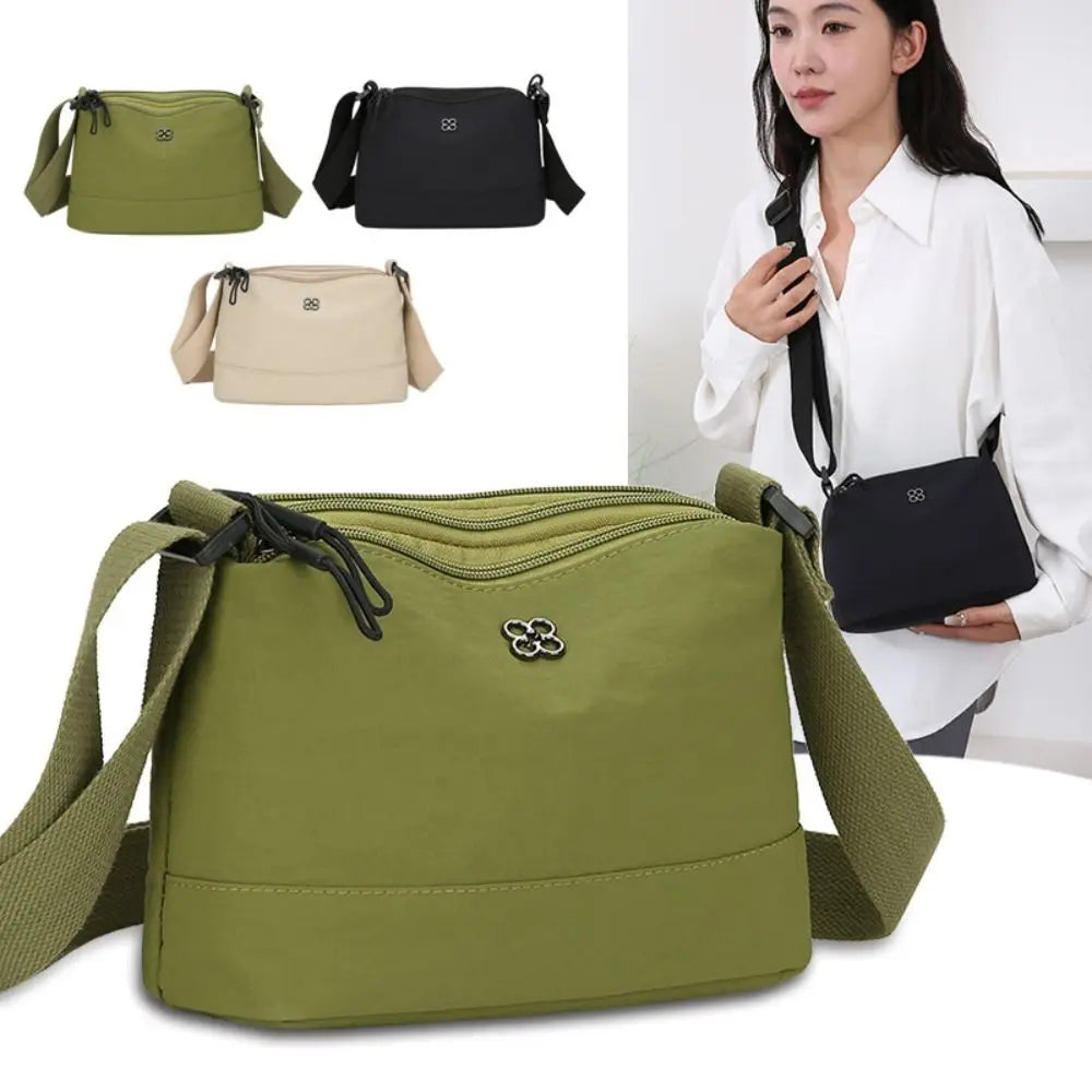 New Soft Nylon Cloth Women Shoulder Bag Multiple Pockets Casual Style Handbag Solid Color Crossbody Bags Girls