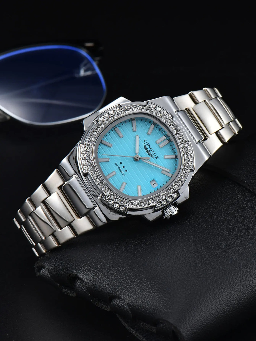LONGLUX automatic man watch diamond watch luxury stainless steel wholesale mechanical watches day date waterproof man watch