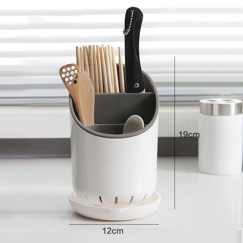 1PC Kitchen Storage Chopsticks Tube With Drain Plate Tableware Storage Holder Home Kitchen Organizer Rack Chopstick Drain Box