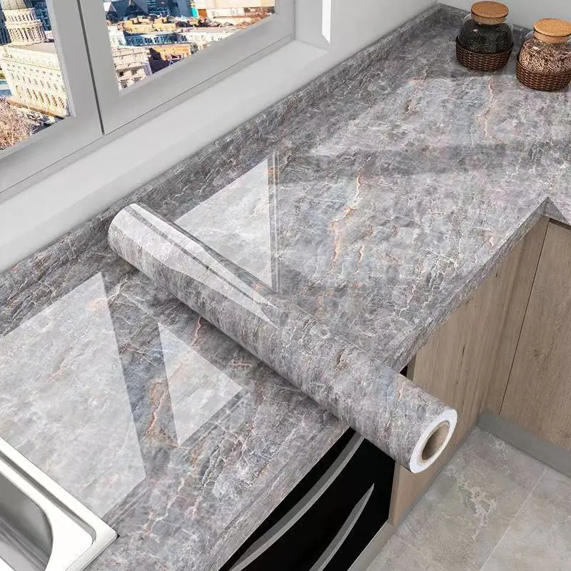 40cm kitchen waterproof and oil resistant PVC self-adhesive marble wall sticker easy to clean home decoration wall sticker