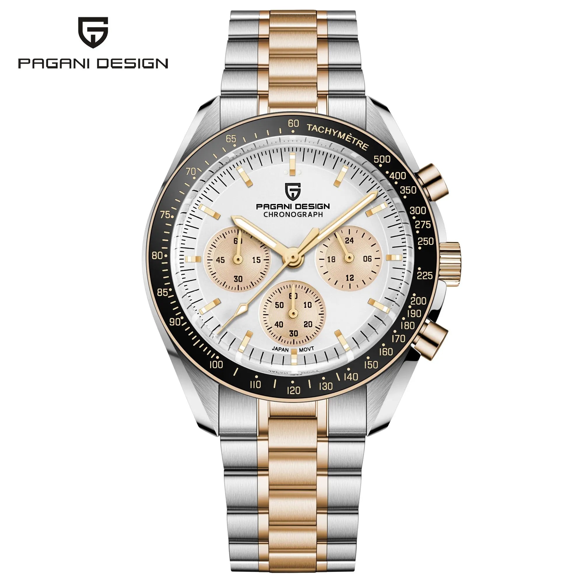 PAGANI DESIGN 2026 New Moon Men's Watches Luxury Quartz Watch For Men VK63 Chronograph AR Sapphire Mirror Ceramic Bezel Luminous