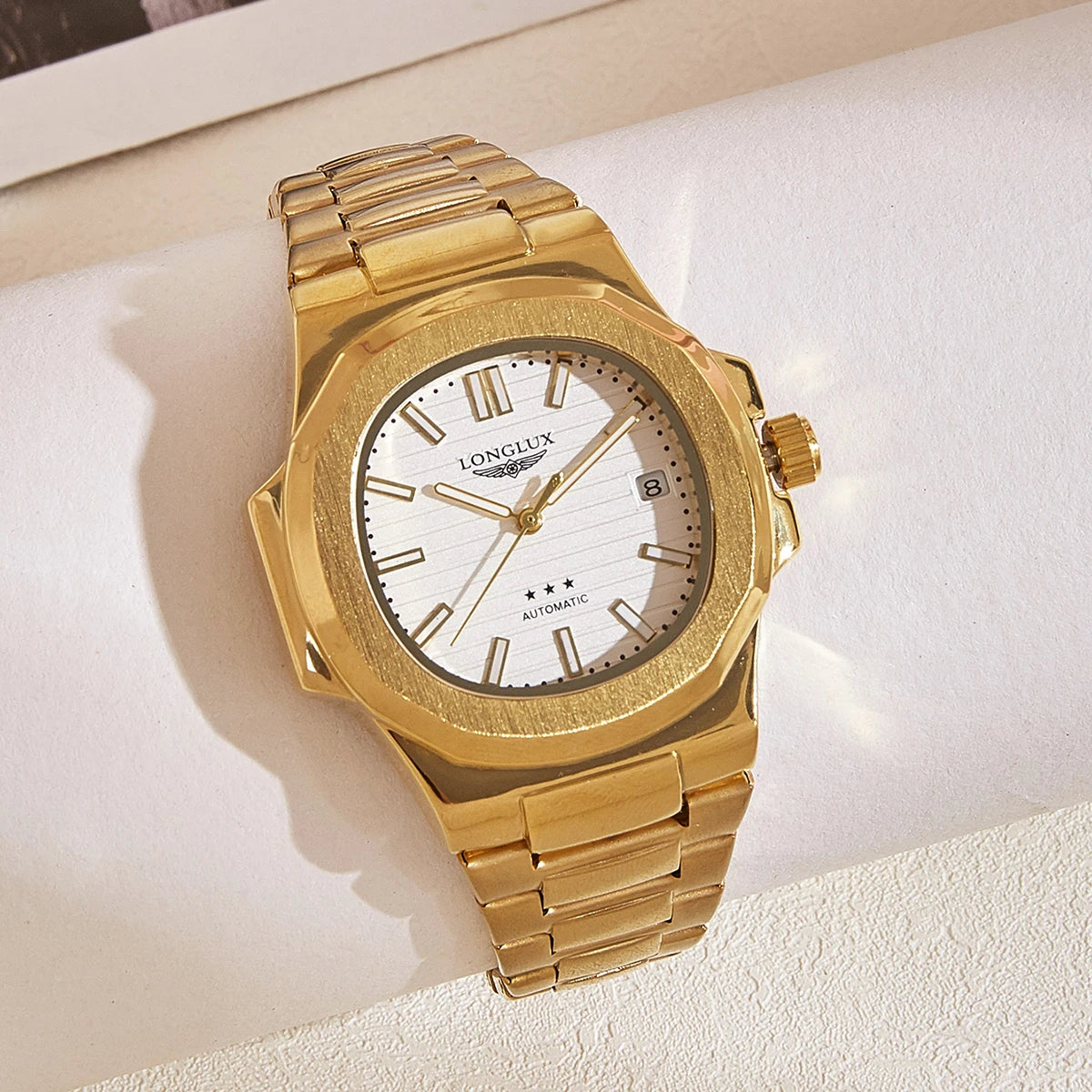 Men automatic watch business date mechanical watches waterproof stainless steel luminous luxury mens watch boyfriend gift
