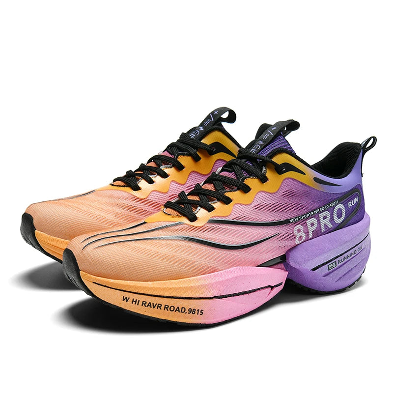 New Carbon Plate Sneakers Outdoor Soft Sole Mesh Sports Shoes Running Shoes Light Anti-Slip Casual Couple Tennis Shoes