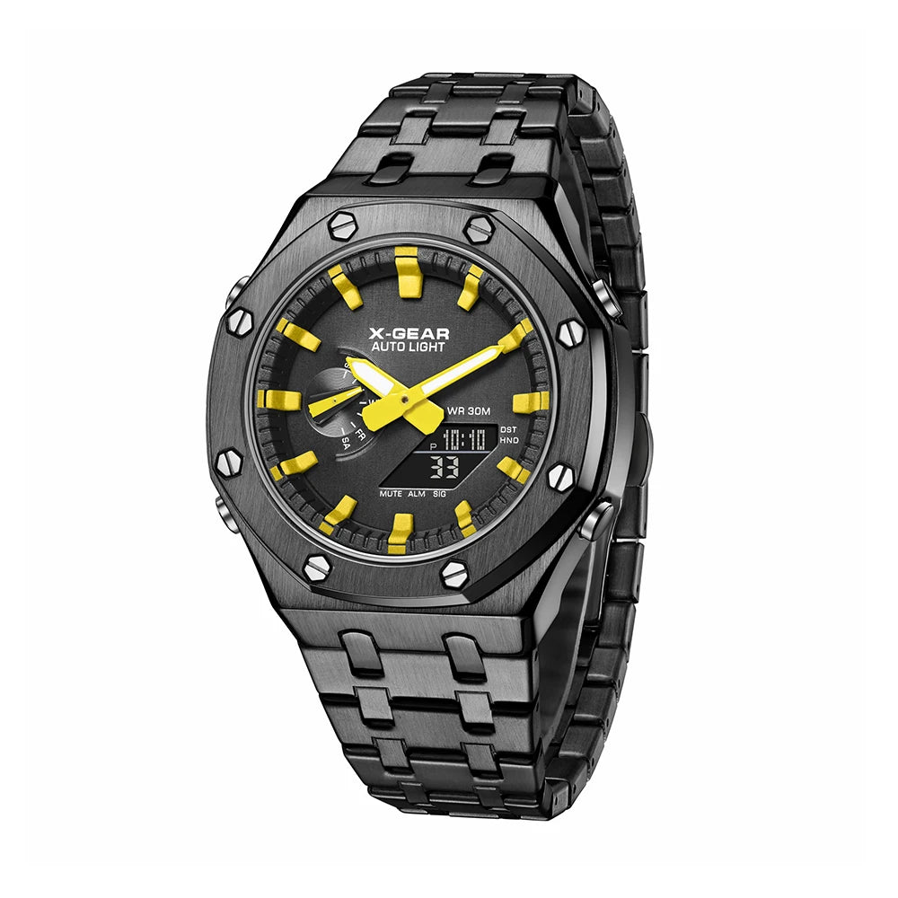 X-GEAR Fashion Casual Business Quartz Watch Waterproof Wristwatch  Mens Sports Watches Business Man Electronic Watch Multi functional