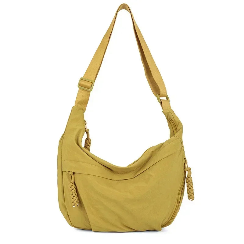Trendy Women's Soft Cloth Shoulder Bag Solid Color Student Casual Style Big Handbags Crossbody Bags for Women Shoulder Hobos Bag