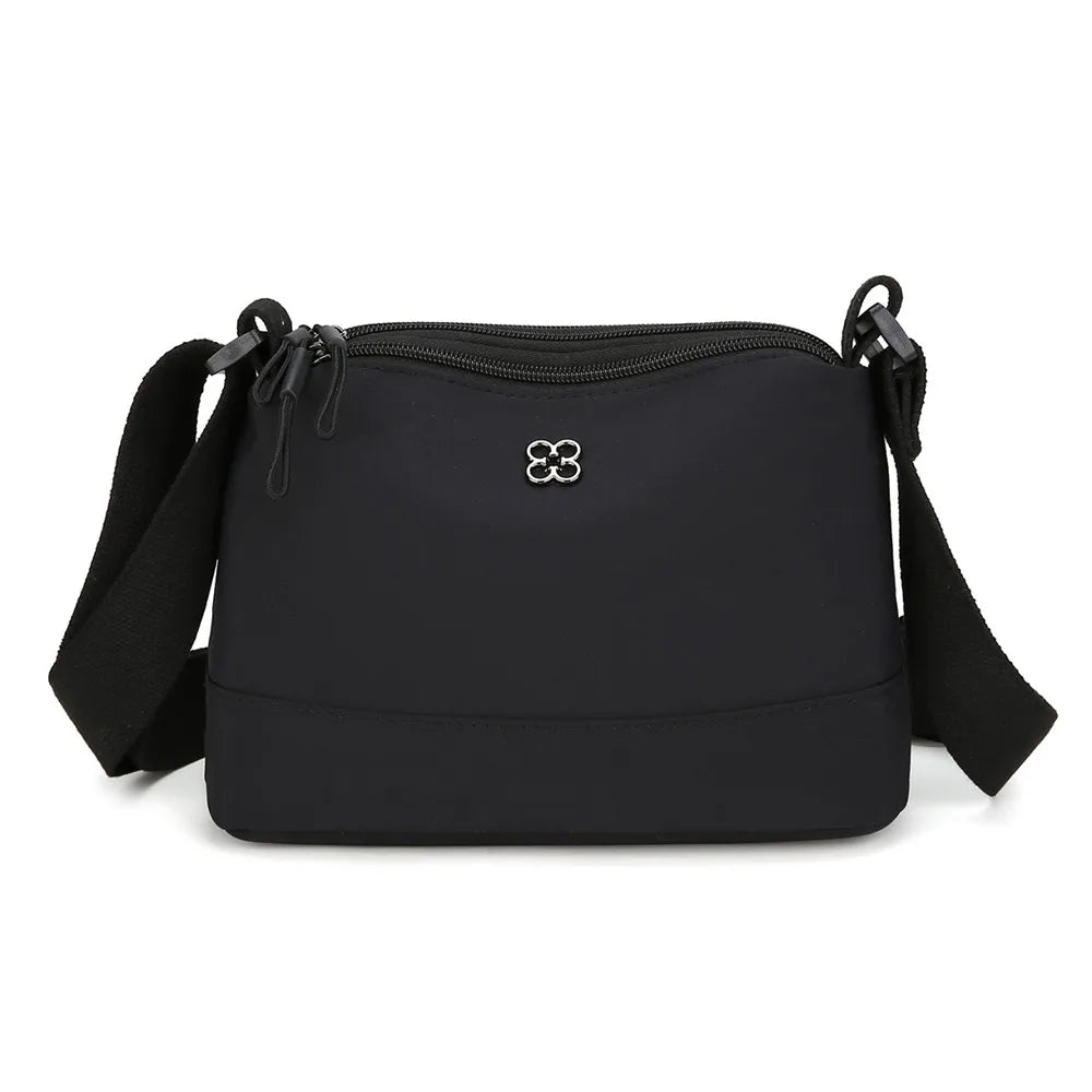 Solid Color Casual Style Handbag Soft Nylon Cloth Women Shoulder Bag Multiple Pockets Tote Bag Student Bag