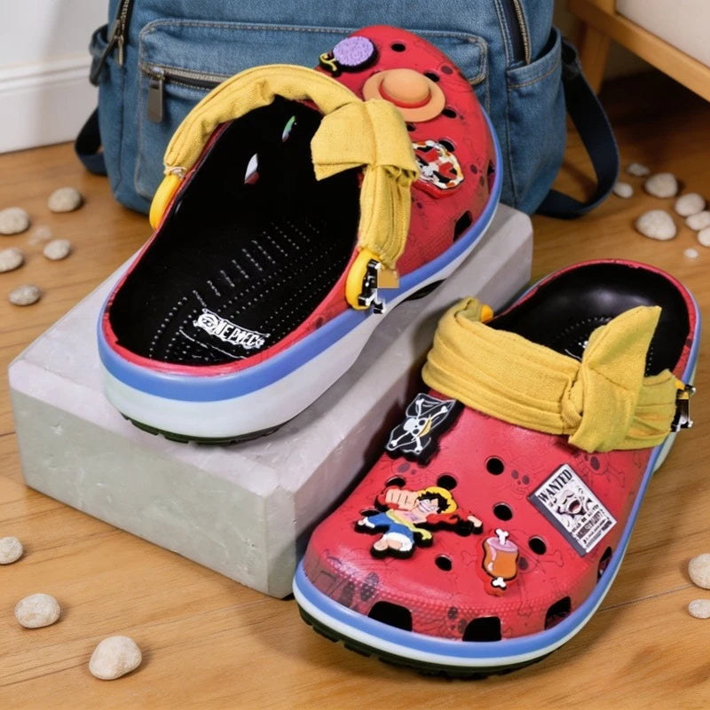 New 2026 Sandals Gift Anime ONE PIECE Luffy Cartoon Clogs Summer Beach Non-Slip EVA Closed Toe Comfort Ultra Cool