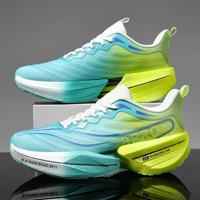 New Carbon Plate Sneakers Outdoor Soft Sole Mesh Sports Shoes Running Shoes Light Anti-Slip Casual Couple Tennis Shoes