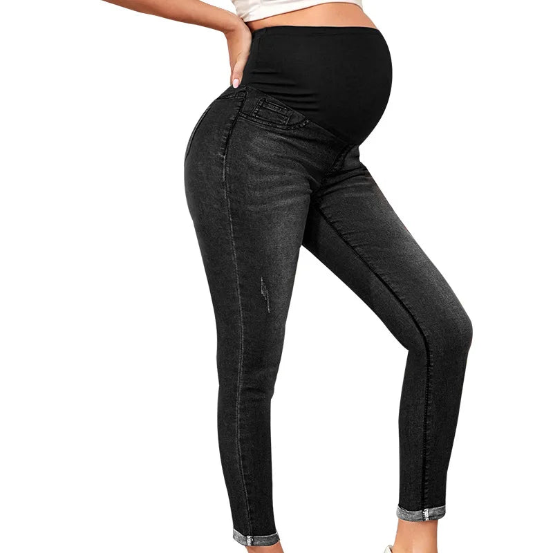 Pregnant Women's Jeans - High-Waisted  Padded  Elasticated Maternity Pants