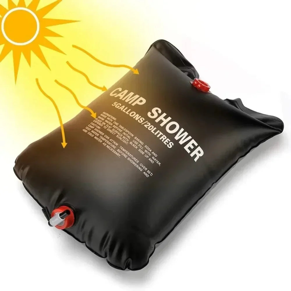 Large Capacity 20L Outdoor Shower Bag Solar Powered Heating for Camping Beach Trip Portable Bath Solution Outdoor Camping