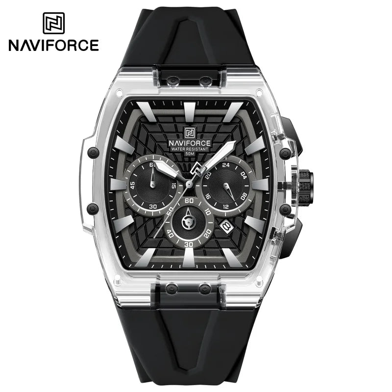 NAVIFORCE Top Brand Men Watches Multifunctional Chronograph Luminous Hands 30m Waterproof Silicone Strap Original Man Watch