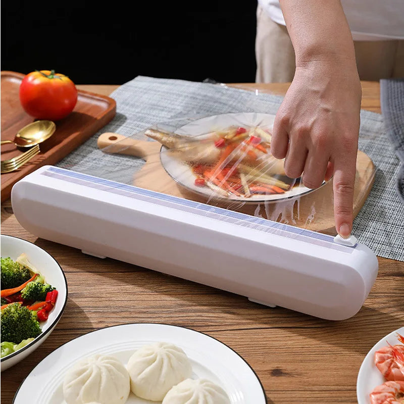 Plastic Wrap Dispenser With Cutter Film Wrap Dispenser Kitchen Tools Food Cling Film Dispenser Kitchen Accessories