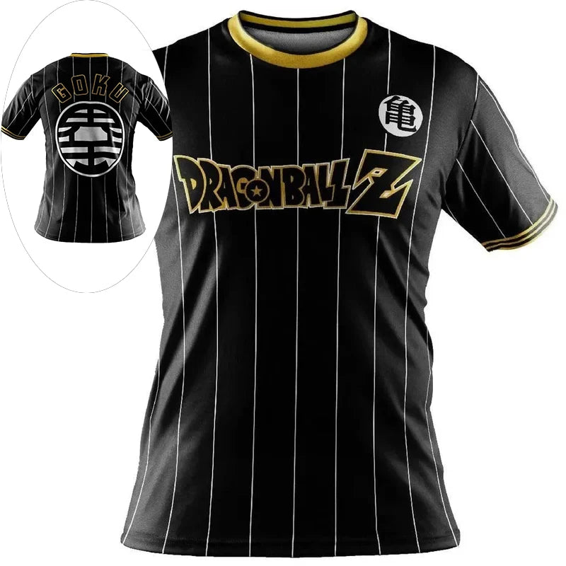 2026 Summer Dragon Ball Z Goku Kame Symbol Football Jersey, 3D Print Polyester Oversized Loose Sports T-Shirt for Men Women Kids