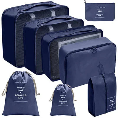 8/9PCS Set Packing Cubes For Travel Waterproof Clothes Underwear Shoes Toiletries Organizer Tidy Pouch Travel Storage Bag