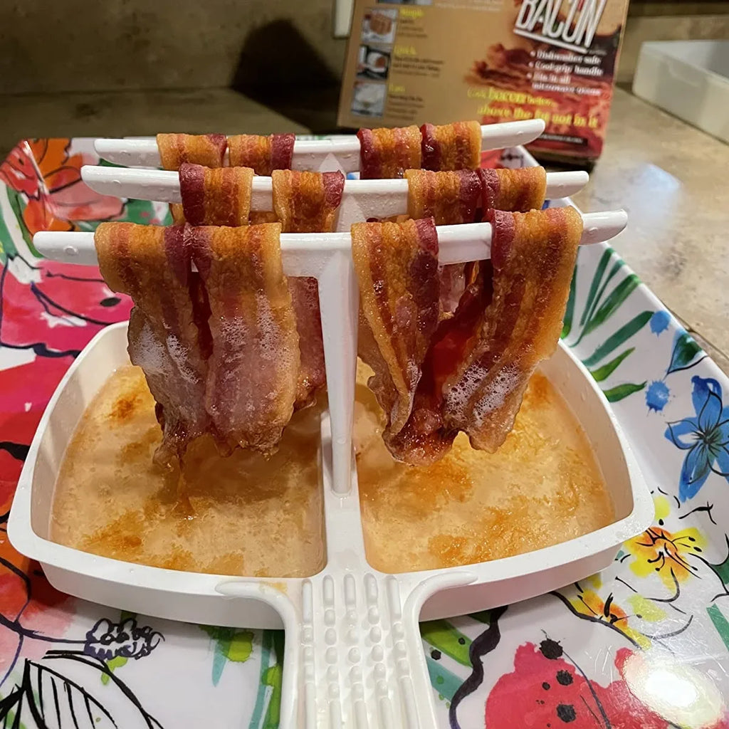 Plastic Microwave Bacon Oven Baking Tray Heat Resistance Barbecue Grill Bacon Rack Easy To Clean Bacon Hanger Breakfast Cookware