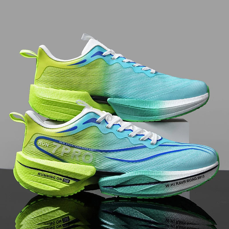 New Carbon Plate Sneakers Outdoor Soft Sole Mesh Sports Shoes Running Shoes Light Anti-Slip Casual Couple Tennis Shoes