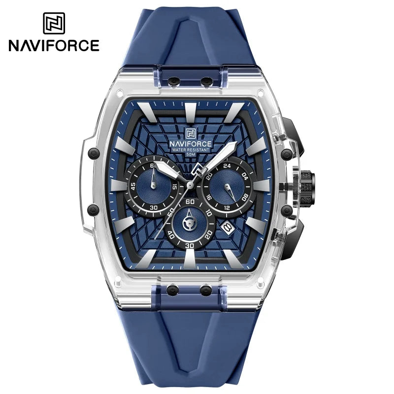 NAVIFORCE Top Brand Men Watches Multifunctional Chronograph Luminous Hands 30m Waterproof Silicone Strap Original Man Watch