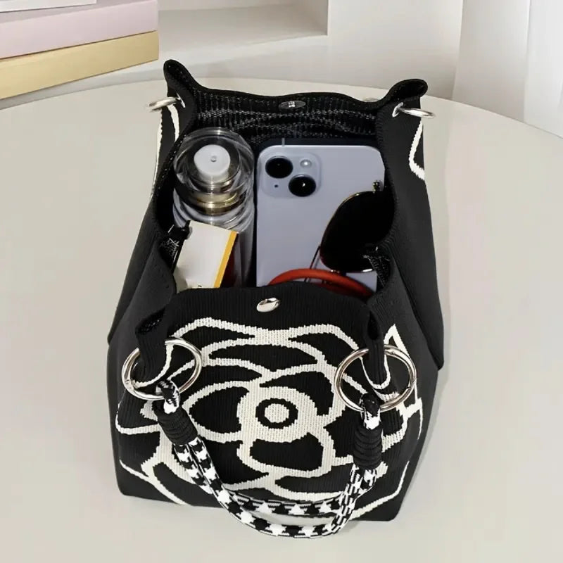 Portable Handbag Large Capaci Knitted Tote Bag for Work Commuting Outings Miscellaneous Items Korean Japanese Sle Handbag