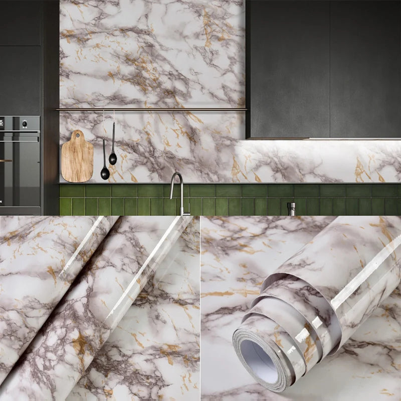 40cm kitchen waterproof and oil resistant PVC self-adhesive marble wall sticker easy to clean home decoration wall sticker
