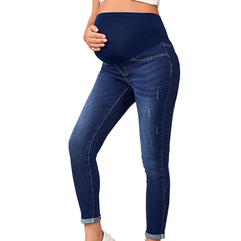 Pregnant Women's Jeans - High-Waisted  Padded  Elasticated Maternity Pants