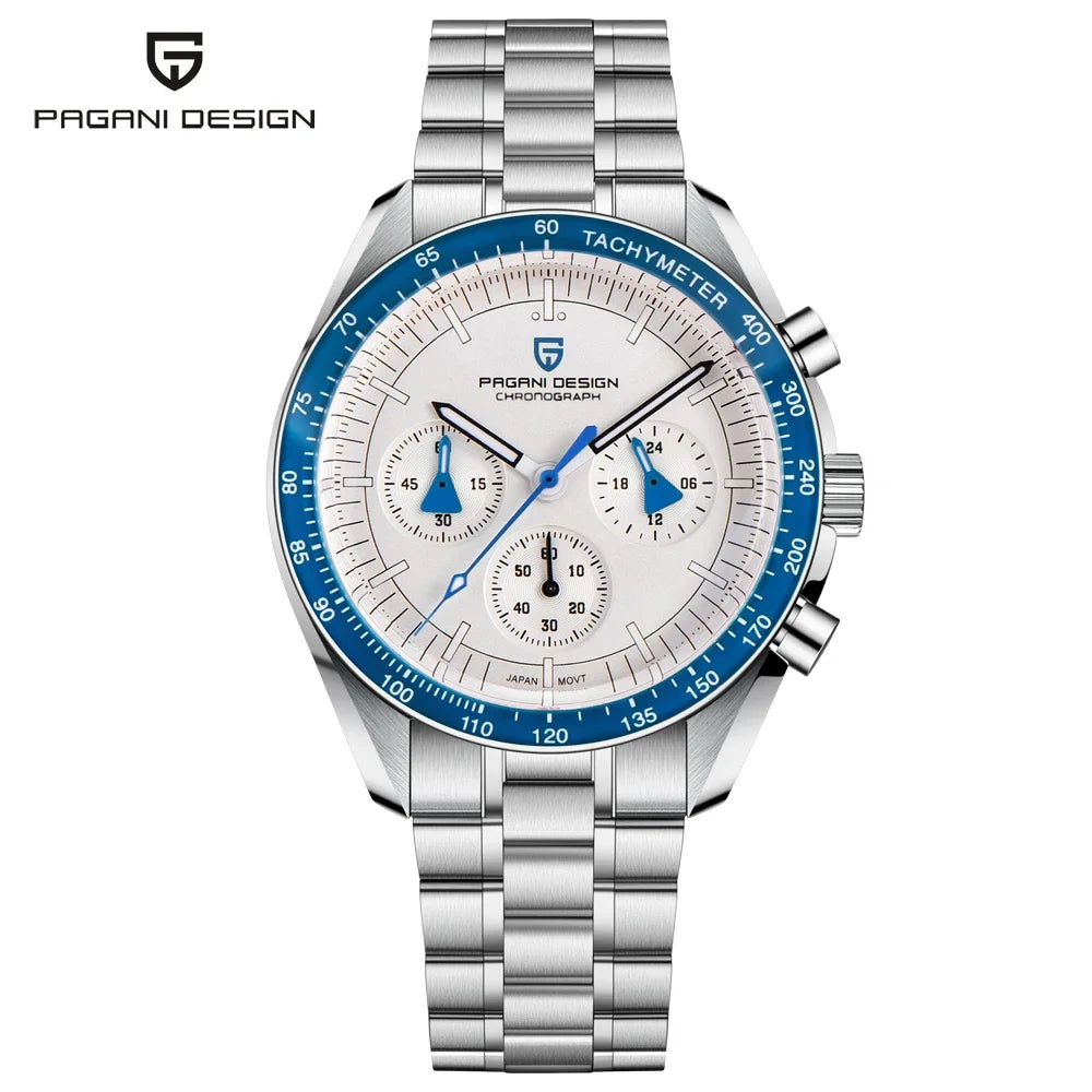 PAGANI DESIGN 2026 New Moon Men's Watches Luxury Quartz Watch For Men VK63 Chronograph AR Sapphire Mirror Ceramic Bezel Luminous