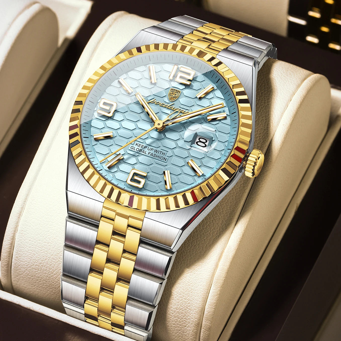 POEDAGAR High Quality Original Men Clock Waterproof Luminous Date Luxury Man Watch Stainless Steel Quartz Men's Watches Male+Box
