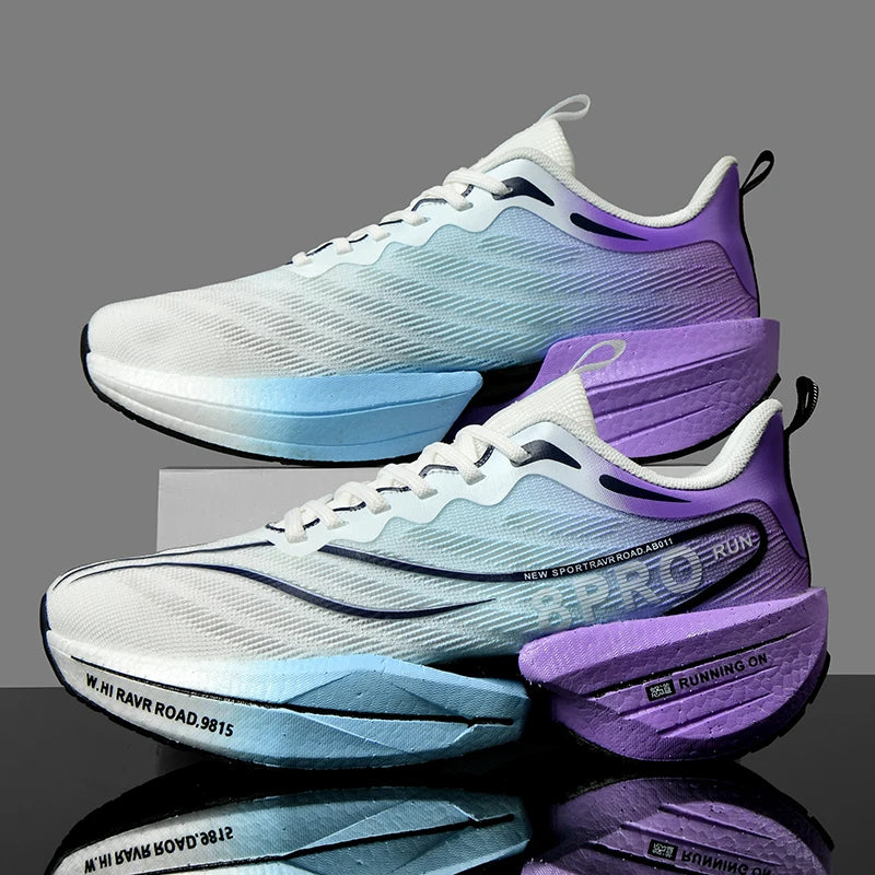 New Carbon Plate Sneakers Outdoor Soft Sole Mesh Sports Shoes Running Shoes Light Anti-Slip Casual Couple Tennis Shoes