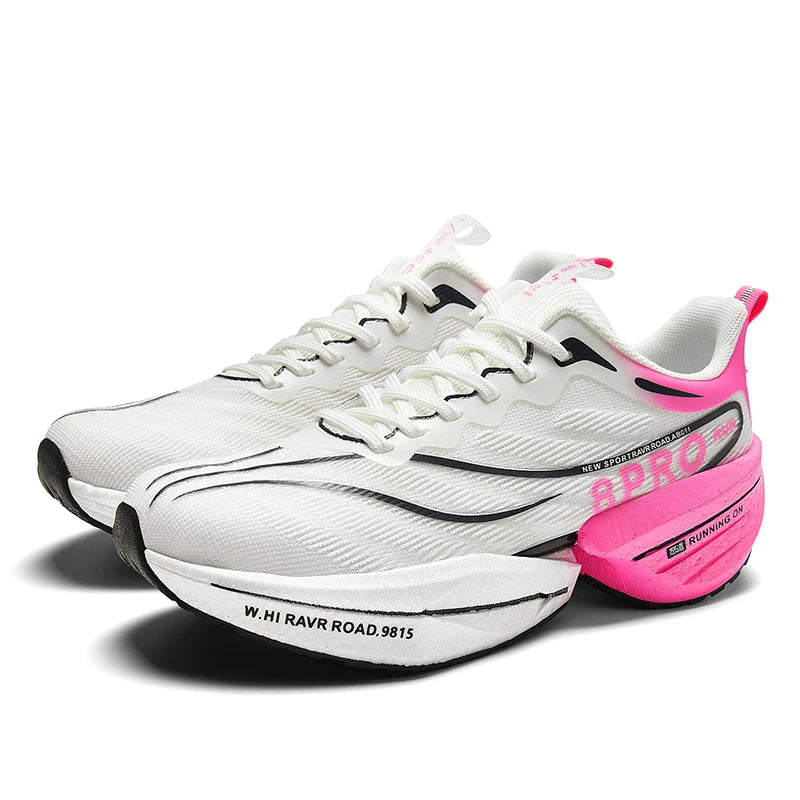 New Carbon Plate Sneakers Outdoor Soft Sole Mesh Sports Shoes Running Shoes Light Anti-Slip Casual Couple Tennis Shoes