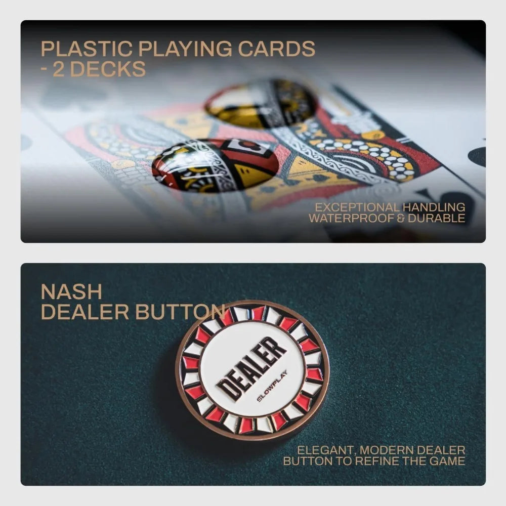 SLOWPLAY 14g Clay Poker Chips Set for Texas Hold'em, 500 PCS, with Numbered Values, Art Deco Style, and Carrying Case