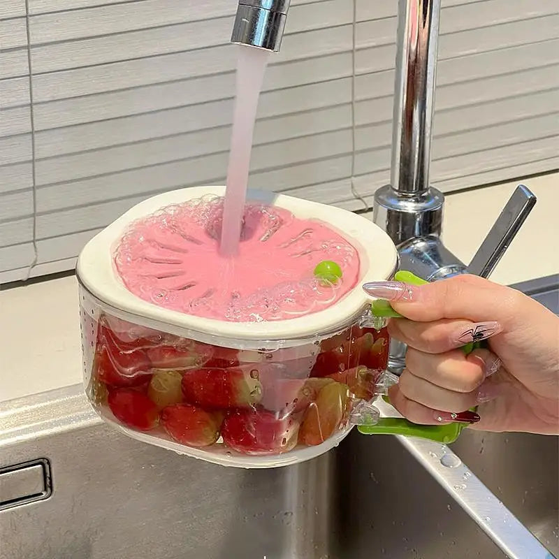Kitchen Good Helper Tap Washing Basin Filter Water Drain Basket Food Grade Plastic Fruit Washing Basket Cute Food Drain Basket