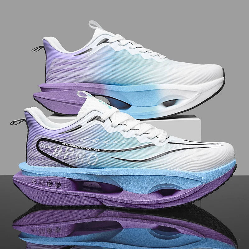 New Carbon Plate Sneakers Outdoor Soft Sole Mesh Sports Shoes Running Shoes Light Anti-Slip Casual Couple Tennis Shoes