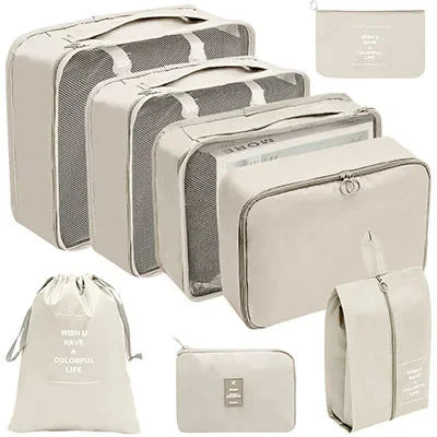 8/9PCS Set Packing Cubes For Travel Waterproof Clothes Underwear Shoes Toiletries Organizer Tidy Pouch Travel Storage Bag