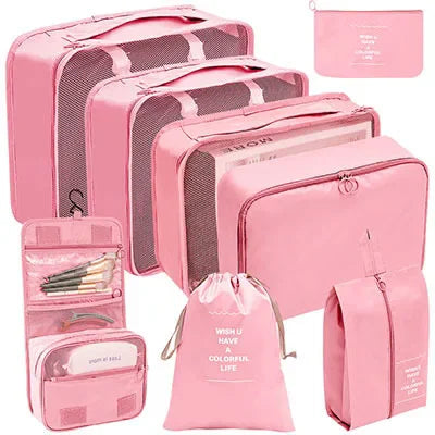 8/9PCS Set Packing Cubes For Travel Waterproof Clothes Underwear Shoes Toiletries Organizer Tidy Pouch Travel Storage Bag