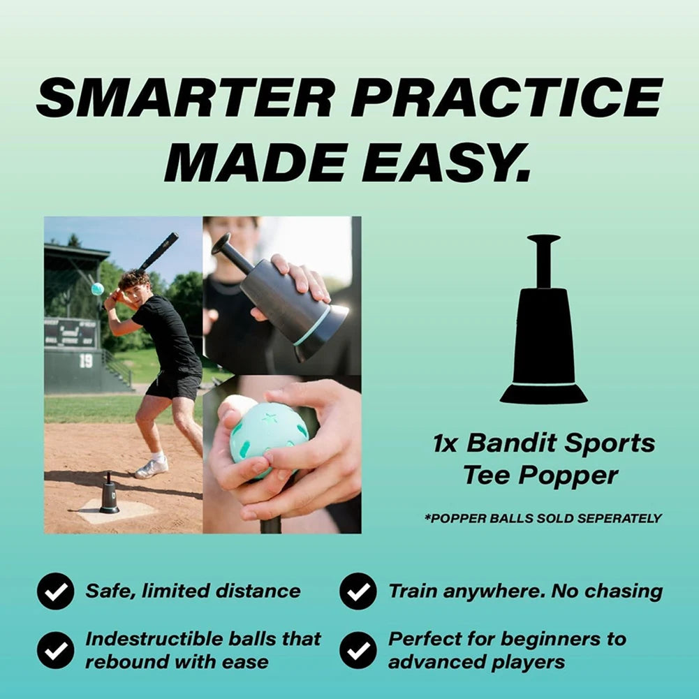 HOES-Tee Popper For Hitting Practice Without A Pitcher- Nylon Material, For Strength Baseball Training 1 Popper Ball Included