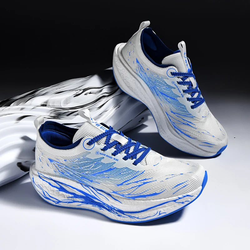 New Carbon Plate Sneakers Outdoor Soft Sole Mesh Sports Shoes Running Shoes Light Anti-Slip Casual Couple Tennis Shoes
