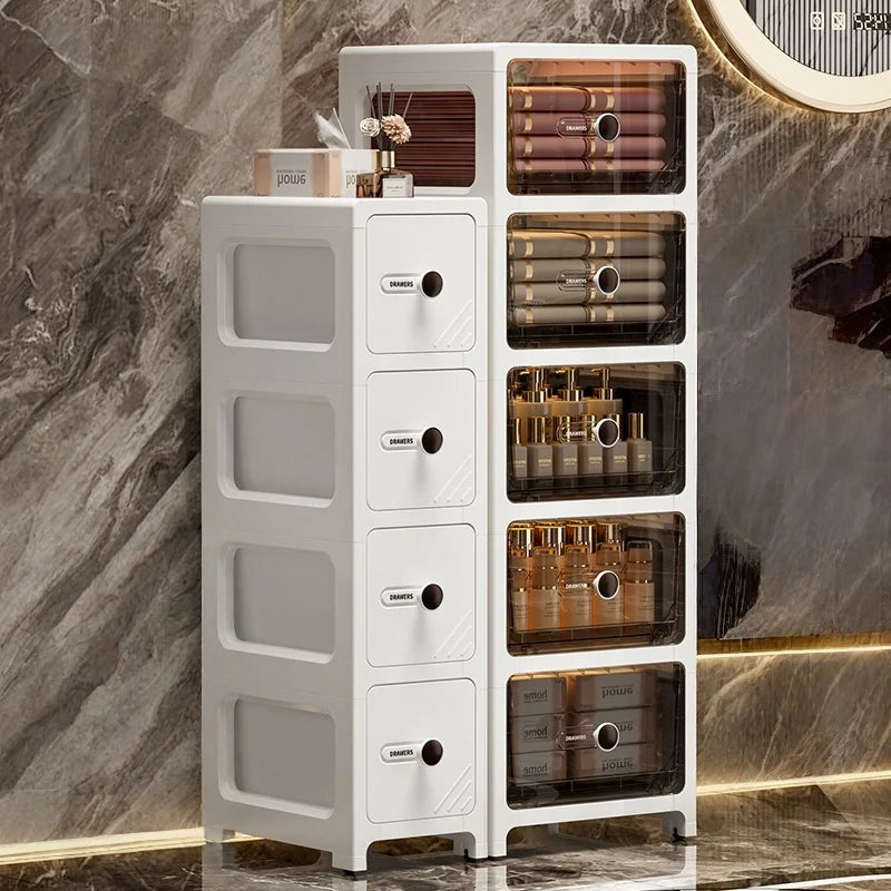 17 cm drawer-type slit storage cabinet, ultra-narrow slit cabinet for refrigerator, multi-layer storage rack for bathroom