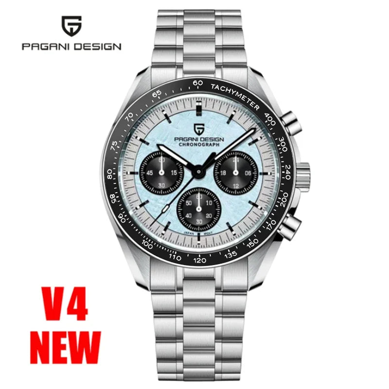PAGANI DESIGN 2026 New Moon Men's Watches Luxury Quartz Watch For Men VK63 Chronograph AR Sapphire Mirror Ceramic Bezel Luminous