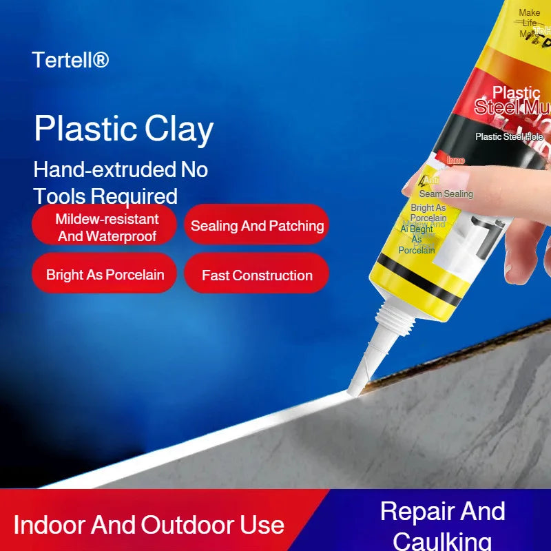 White Plastic Steel Mud Waterproof Glue Bathroom Toilet Waterproof and Mildew Proof Caulking Glue Sealing Kitchen Sink Dedicated