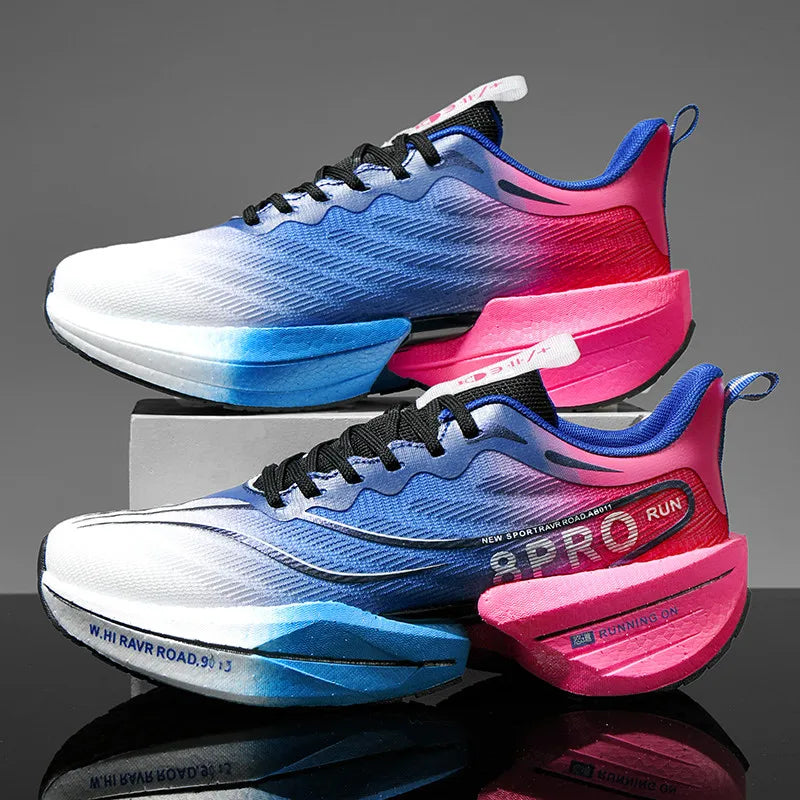 New Carbon Plate Sneakers Outdoor Soft Sole Mesh Sports Shoes Running Shoes Light Anti-Slip Casual Couple Tennis Shoes