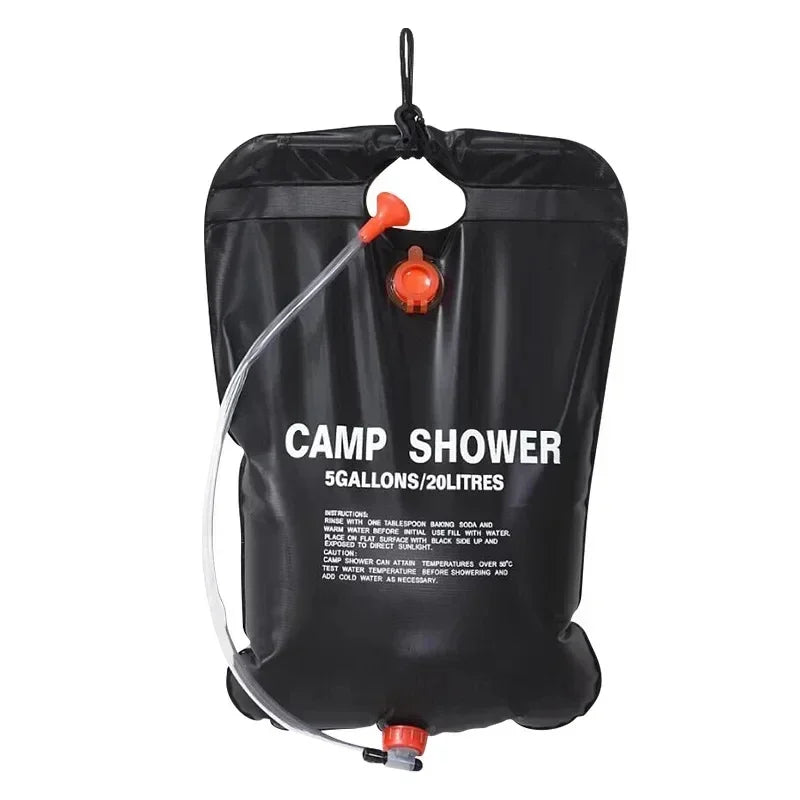 Large Capacity 20L Outdoor Shower Bag Solar Powered Heating for Camping Beach Trip Portable Bath Solution Outdoor Camping