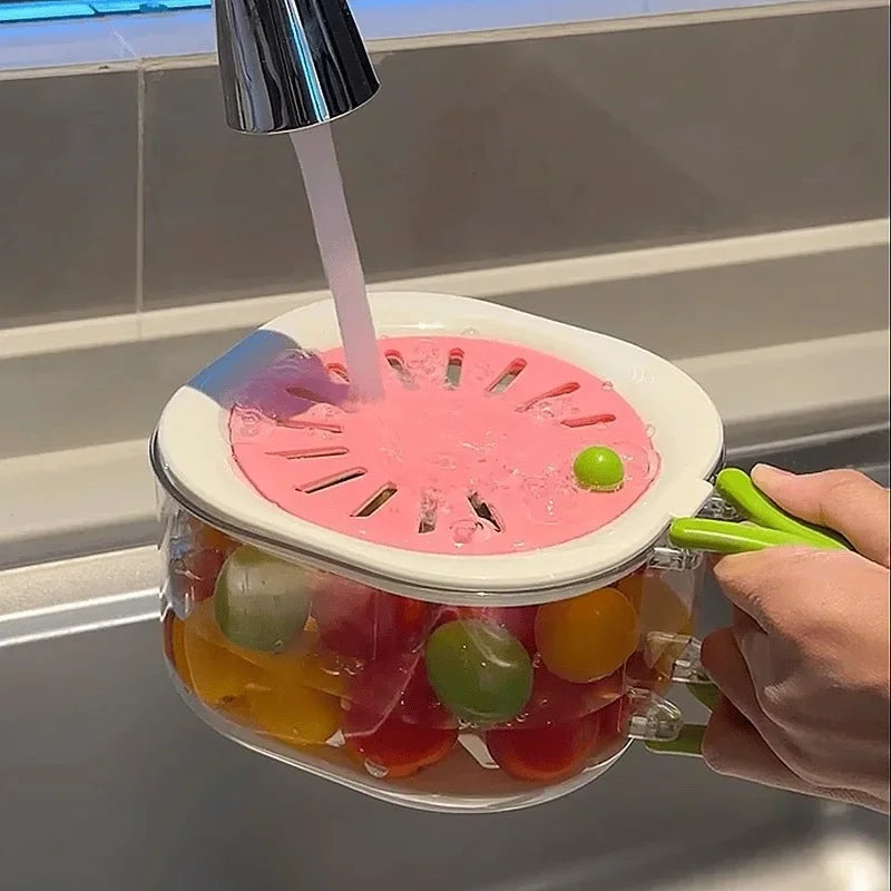 Kitchen Good Helper Tap Washing Basin Filter Water Drain Basket Food Grade Plastic Fruit Washing Basket Cute Food Drain Basket
