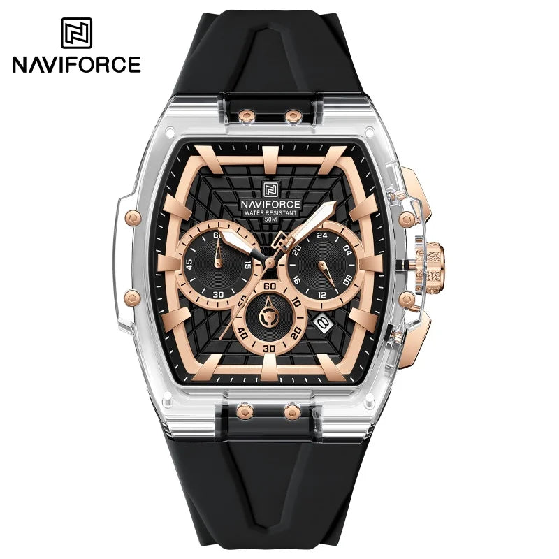 NAVIFORCE Top Brand Men Watches Multifunctional Chronograph Luminous Hands 30m Waterproof Silicone Strap Original Man Watch